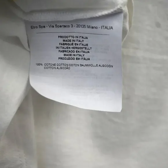 Etro Milano T-Shirt Size 40 Multicolor Zebra Print V-Neck Cotton Graphic Tee - Picture 11 of 12